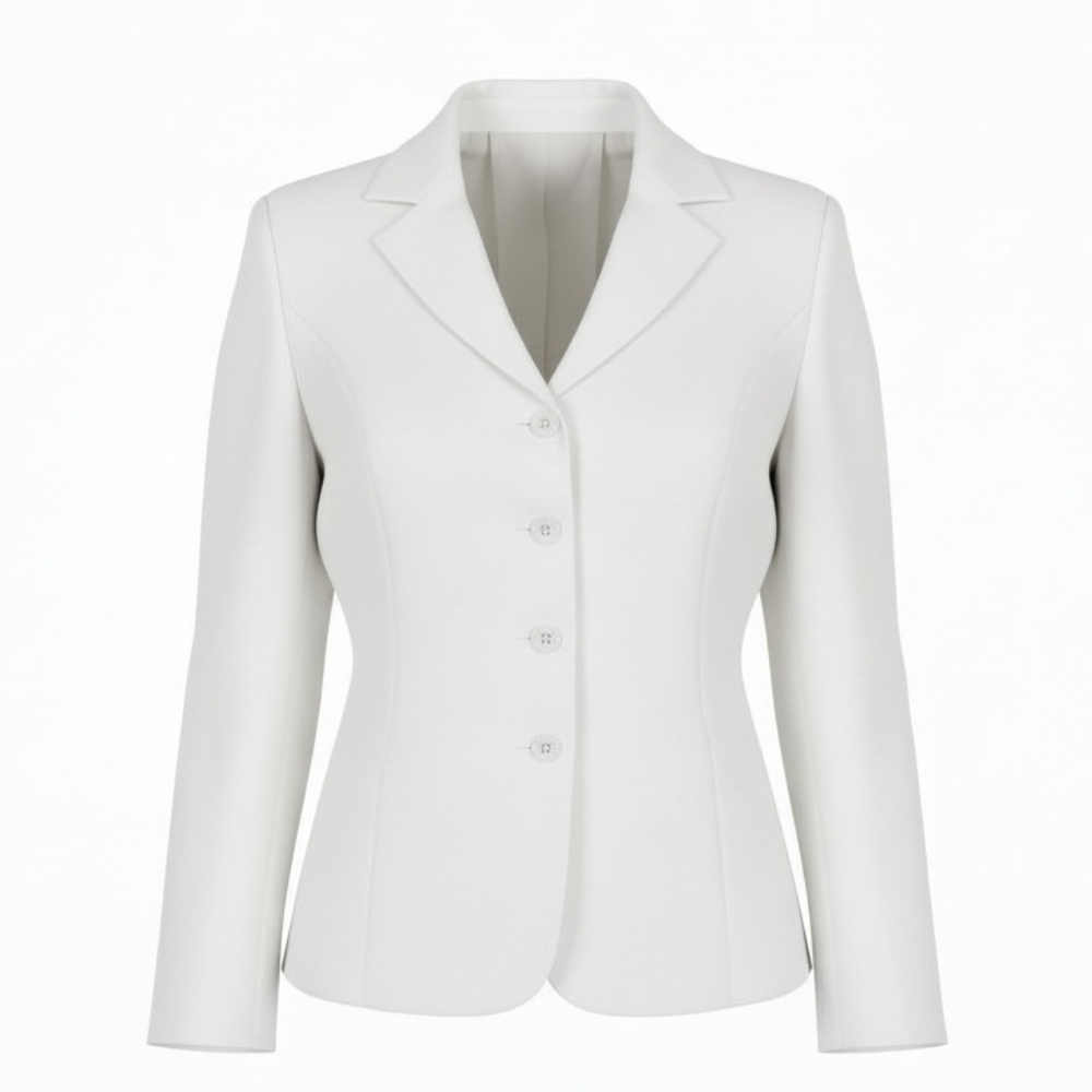 Emily Blazer Plus Size 22W Textured Notch Collar 4 Button Stretch Lined White
